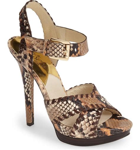 michael kors silver snakeskin sandals|snake embossed leather shoes.